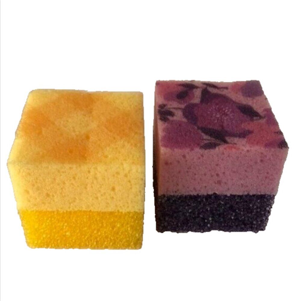2 Bright Box Kitchen Cube Scrub Sponge Scratch Odor Free Long Lasting Purple Yel